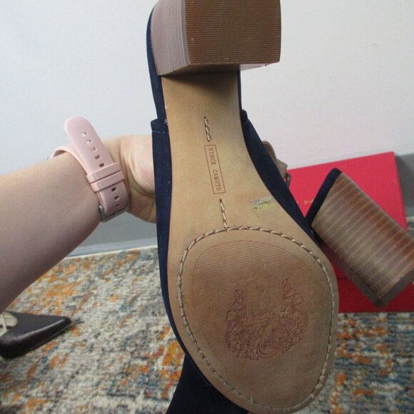 Vince Camuto Brianny Suede Slingback Peep Toe Heel Women 7.5 Blue High Heels 524 - Picture 4 of 12